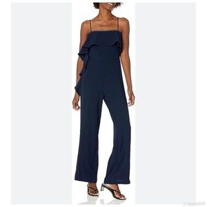 Monique Lhuillier Ruffle Sleeveless Jumpsuit